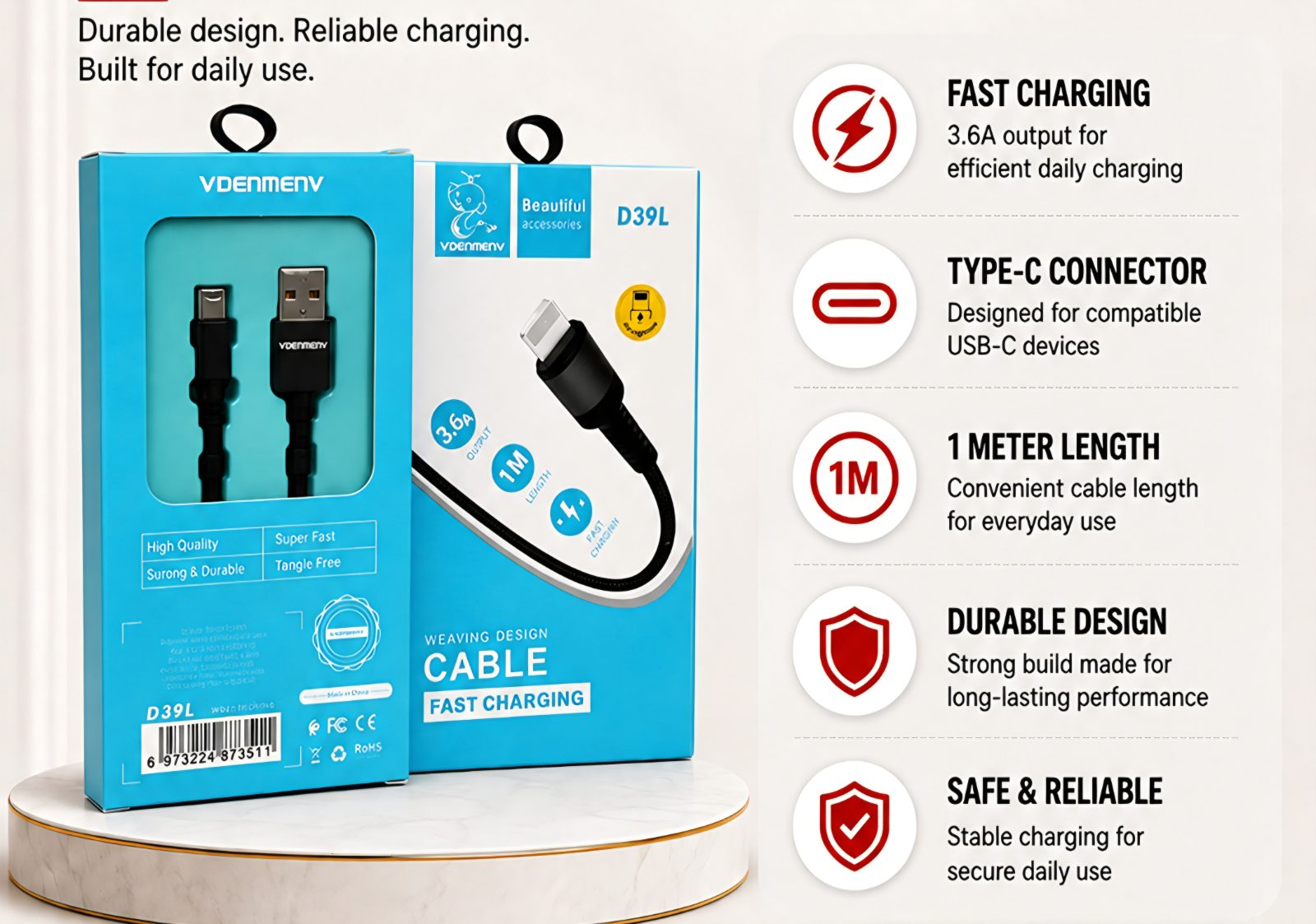 Usb to iphone charging cable.
